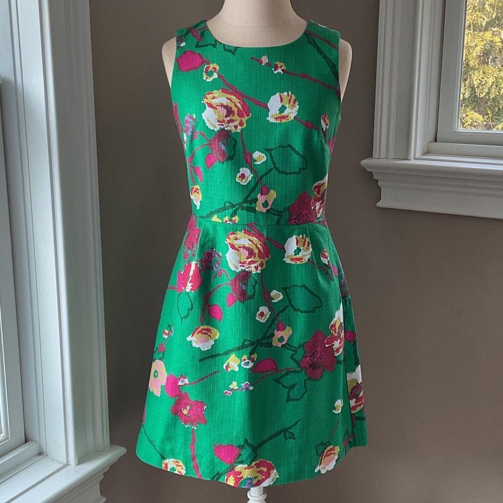 J. Crew Green Floral Casual Dress